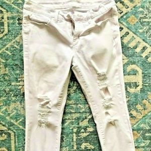 Dusty Rose Pink Distressed Skinny Ankle Jeans 8